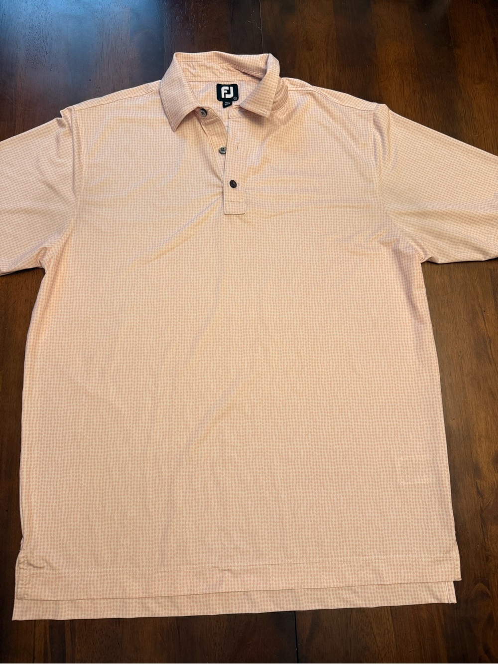 FootJoy Men's Peach & White Gingham Performance Golf Polo
